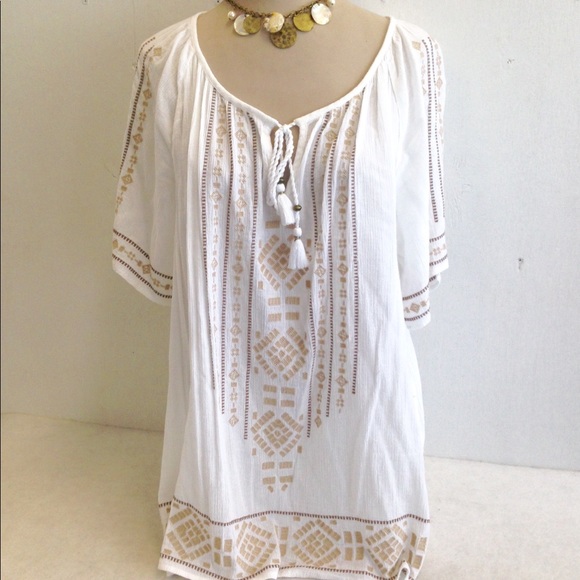 J. Jill Tops - J. Jill Boho Cotton Blend Embroidered Tunic Top